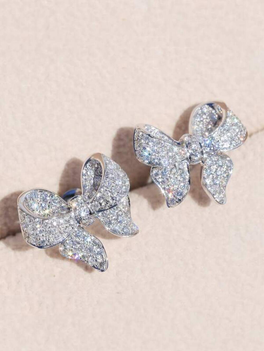Cubic Zirconia Bow Stud Earrings